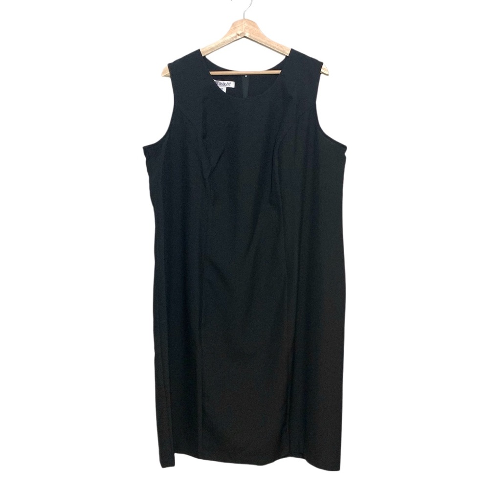 Roaman’s Elegant Black Sleeveless Shift Dress 18W Minimalist Little Black Dress